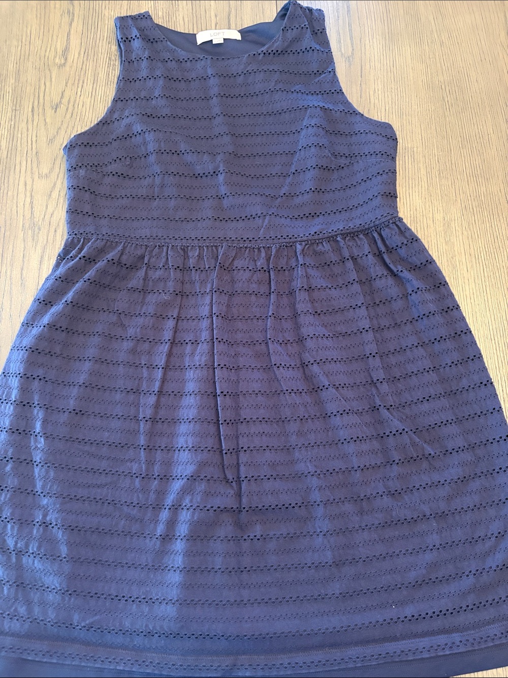 LOFT Navy Eyelet Sleeveless Knit Dress